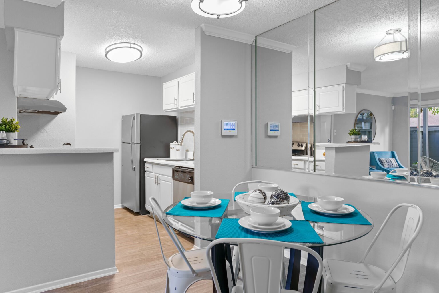 Dining room area of the 1 bedroom unit at Falls of Gessner